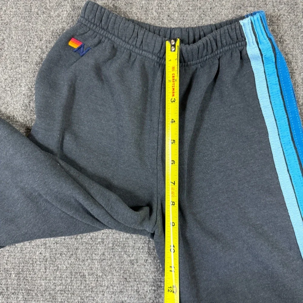 Aviator Nation 5 Stripe Sweatpants Charcoal Blue Youth Kid Size 10 Comfy Casual